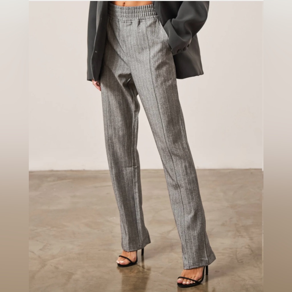 Pinstripe Smart Zip Hem Tailored Trouser - The Couture Club